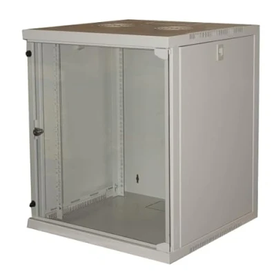 Abbildung von Connetto Schrank 19 Zoll (39 cm), 12 Einheiten zur Wandmontage, (H) 635 x (B) 600 (T) 450 cm, grau, zerlegt, Glastür