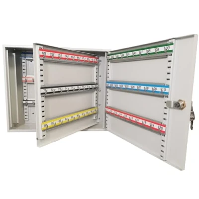 Abbildung von LEOMAR Schlüsselschrank, Schlüsselkasten mit 120 Haken, Schlüsselbox aus Stahlblech, Verstellbaren Hakenleisten, Organizer zur Wandbefestigung, Abschließbar, Montagematerial, 12 x 39 32 cm