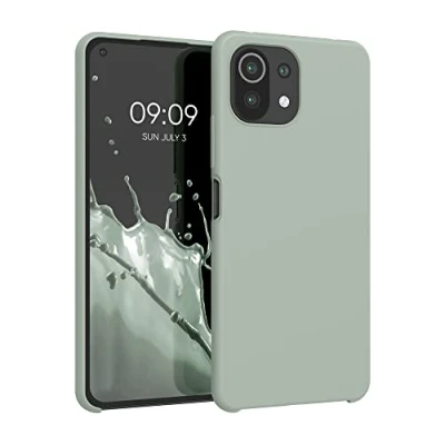 Abbildung von kwmobile Hülle kompatibel mit Xiaomi 11 Lite (5G) NE/Mi Silikon Handy Case Handyhülle weiche Oberfläche kabelloses Laden Graugrün