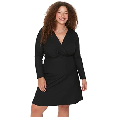 Abbildung von Trendyol Damen Midi Bodycon Fitted Dress Kleid, Schwarz, XL