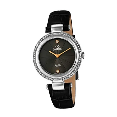 Abbildung von JAGUAR Armbanduhr Modell J832/2 aus der Kollektion Cosmopolitan 34,5 mm schwarzem Lederarmband für Damen