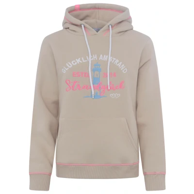 Abbildung von Zwillingsherz Hoodie &quot;Glücklich am Strand&quot; mit maritimer Stickerei, Kängurutaschen