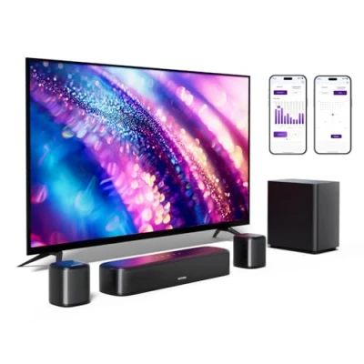 Abbildung von ULTIMEA 5.1 Surround Sound System, Soundbar für TV Geräte mit App Steuerung, Subwoofer, 2 Lautsprechern, Heimkino Soundsystem verstellbarem Bass, Bluetooth 5.3, Aura A30