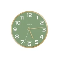 Abbildung von Unilux Moderne Holzrahmen Wanduhr BALTIC, Grünes Ziffernblatt 31cm, Ohne Ticken
