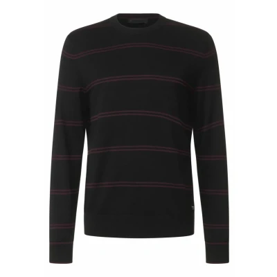 Abbildung von Street One MEN FEIN Streifen Strickpullover, Herren, Größe: Large, Schwarz