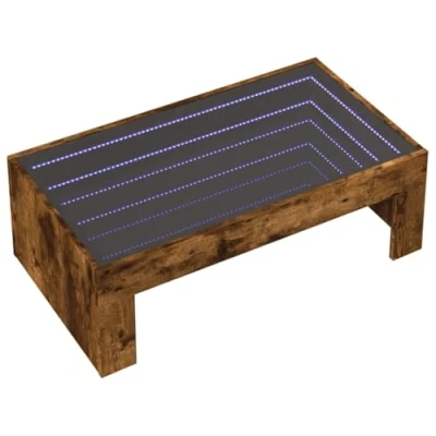 Abbildung von vidaXL Couchtisch, Beistelltisch mit Infinity LED, Sofatisch Kaffeetisch für Wohnzimmer, Teetisch Wohnzimmertisch, Räuchereiche Holzwerkstoff Glas