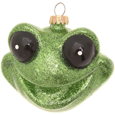 Abbildung von Krebs Glas Lauscha Christbaumschmuck &quot;Frosch Kopf, Grün, Glitterfinish&quot;, (Packung, 1 tlg.), aus Glas, mundgeblasen, handgefertigt, Tierfigur