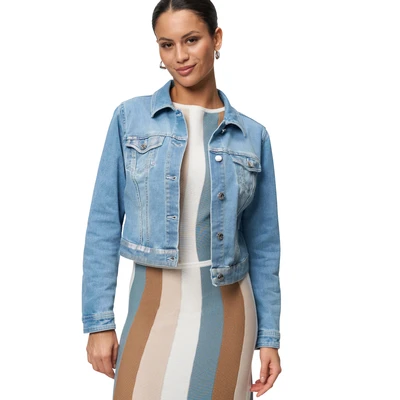 Abbildung von zero MIT Knopfleiste Jeansjacke, Damen, Größe: 36, Light blue denim
