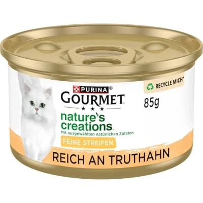 Abbildung von Gourmet Nature&#039;s Creation Katzennassfutter in Gelee naturbelassen, Truthahn, 12er Pack (12 x 85g)