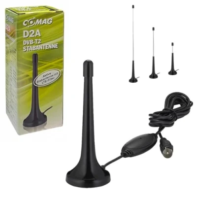 Abbildung von netshop 25 DVB T2 Antenne mit Verstärker und LTE Filter für digitales HD Fernsehen DAB Radio. Aktive 360 Zimmerantenne Magnetfuß (Digital TV, 4K, HDTV, T2, DAB, DAB+)