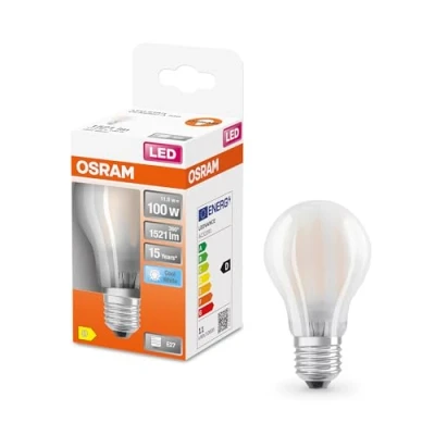 Abbildung von OSRAM Filament LED Lampe mit E27 Sockel, Kaltweiss (4000K), klassiche Birnenform, 10W, Ersatz für 100W Glühbirne, matt, Retrofit CLASSIC A