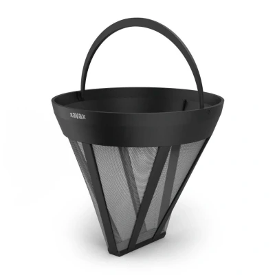 Abbildung von Xavax Permanent Kaffeefilter Größe 4 (Dauerfilter Kaffee für Kaffeemaschine, Mehrweg wiederverwendbar, 120 Mesh, ersetzt Filtertüten aus Papier, Henkel, spülmaschinenfest) schwarz