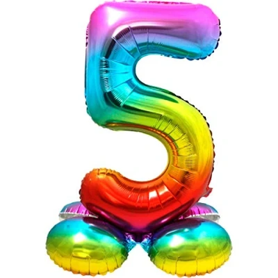 Abbildung von Figurenballon 5 stehend Regenbogen 72 cm