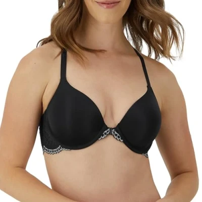 Abbildung von Maidenform Damen, One Fab Fit Lightly Lined Underwire Bra, Racerback Bras for Women T Shirt BH, Undurchsichtige, Schwarz/Eiffelgrau, 85B