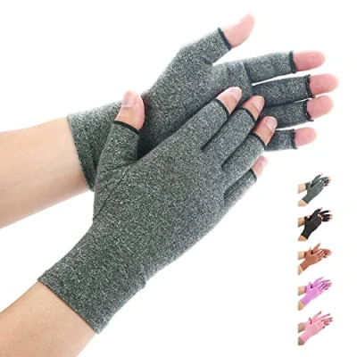 Abbildung von Duerer Arthritis handschuhe kompressionshandschuhe für Rheumatismus und Arthrose bieten Gelenkschmerzen Linderung der Symptome Rheuma Fingerlose damen(Lila, S)