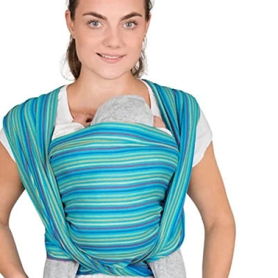 Abbildung von Hoppediz Baby Tragetuch ab Geburt, Neugeboren bis Kleinkind, 100% Baumwolle, Antigua 4,60 m