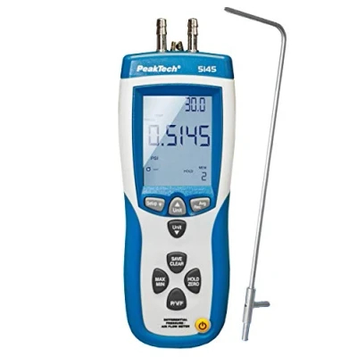 Abbildung von PeakTech P 5145 2 in 1 Differenz Druckmessgerät und Luftgeschwindigkeitsmesser mit Pitot Rohr, Differenzdruck Manometer USB, Luftmasse Lufttemperatur