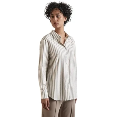 Abbildung von Street One Gestreifte Hemdbluse, Damen, Größe: 40, Beige