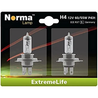 Abbildung von Norma 214611 202 H4 Halogen Scheinwerferlampe Doppelblister Extreme Life 12 V 60/55 W P43t