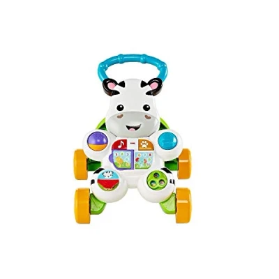 Abbildung von Fisher Price Lern mit mir Zebra Lauflernwagen, musikalisches Aktivitäts und Gehspielzeug Lerninhalten, ab 6 Monaten, Version: Englisch Reduzierte Verpackung, GXC31