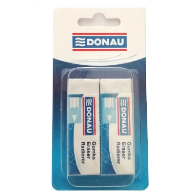 Abbildung von DONAU 7304001 09/2B Universal Radiergummi/Radierer für Bleistift und Buntstift/ 2 Stück/für 62 x 21 11 mm/aus Kautschuk/Farbe: Weiß