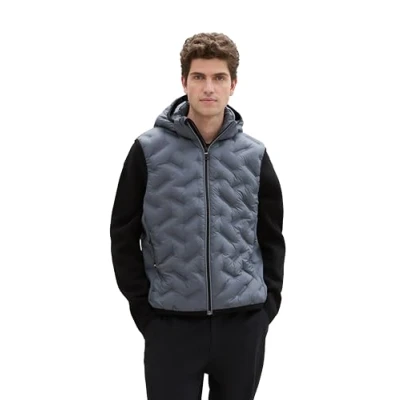 Abbildung von TOM TAILOR Herren 1041313 Hybrid Weste mit Kapuze, 28128 Stormy Teal, S