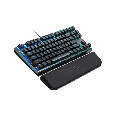 Abbildung von Cooler Master MasterKeys MK730 Mechanische kompakte RGB Gaming Tastatur ohne Nummernblock, Gehäuse aus gebürstetem Aluminium, abnehmbare magnetische Handballenauflage, ES Layout, Cherry MX Red