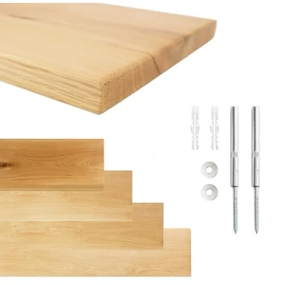 Abbildung von 1x Schweberegal EICHE Wand Regal Brett Schwebendes Wandregal Kinderzimmer Unsichtbare Floating Shelves Bücherregal Holz Regalboden mit Löchern (20cm x 130cm)