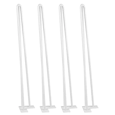 Abbildung von THINFAR Tischbeine aus Haarnadel, 4 Stück, Haarnadelbeine Stahl, DIY Metall (3 Stangen, 71 cm, weiß)