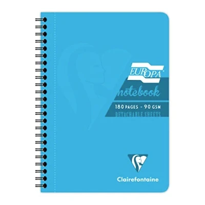 Abbildung von Clairefontaine Europa Ref 5812Z Notizbücher mit Spiralbindung, strapazierfähiger, heller und glänzender Einband, 180 linierte Blätter, A5 Größe mikroperforierte Seiten, türkiser 5 Stück