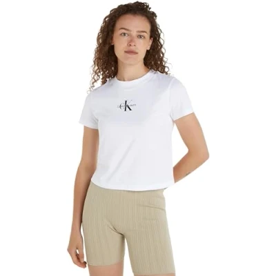 Abbildung von Calvin Klein Jeans Monologo BABY TEE Tshirt print, Damen, Größe: XXS, Bright white