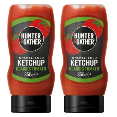Abbildung von Hunter &amp; Gather ungesüßter Ketchup 2x350g ketogen, paläo, kohlenhydratarm veganfreundlich Frei von Zucker, mit Salz aus der Salt Range Pakistan