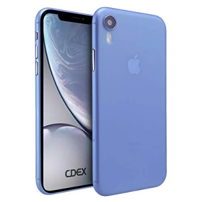 Abbildung von doupi UltraSlim Hülle kompatibel für iPhone Xr (iPhone 10r) 6,1 Zoll, Ultra Dünn Fein Matt Handyhülle Cover Bumper Schutz Schale Hard Case Taschenschutz Design Schutzhülle, blau