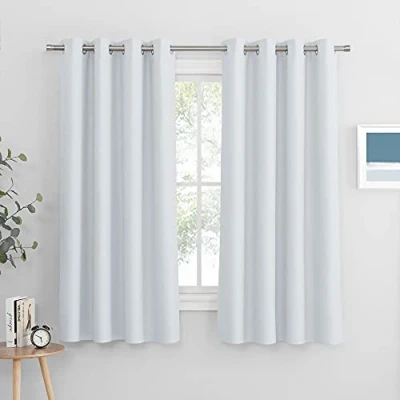 Abbildung von PONY DANCE Wohnzimmer Gardinen mit Ösen Verdunkelungsvorhang Kurz Gardienen 2 Set Blickdichte Vorhänge Schlafzimmer Blackout Curtain, H 158 x B 132 cm