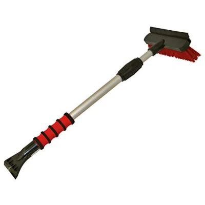 Abbildung von Petex 46010000 Schneebesen / Eiskratzer 4601, rot mit Gummilippe, Teleskopstange Länge 58 91 cm