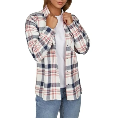 Abbildung von DENIMFY Hemdbluse Damen Karobluse DFIsabella Regular Fit Flanellhemd aus 100% Baumwolle