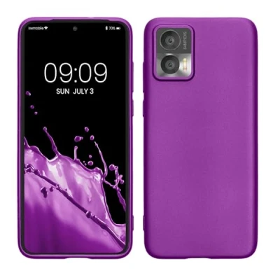 Abbildung von kwmobile Case kompatibel mit Motorola Edge 30 Neo Hülle Schutzhülle aus Silikon metallisch schimmernd Handyhülle Metallic Violett