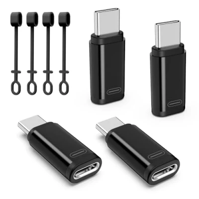 Abbildung von TiMOVO für Lightning auf USB C Adapter, 4 Stück Stecker Lighting Buchse Adapter mit 36W Schnellladung &amp; Datensynchronisation iPhone 15/16 Serie,S24/23, iPad, Nicht Audio/OTG, Schwarz