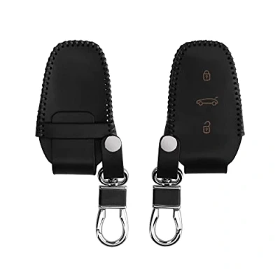 Abbildung von kwmobile Leder Autoschlüssel Hülle kompatibel mit Peugeot Citroen 3 Tasten Smartkey (nur Keyless Go) Schlüsselhülle Schlüssel Tasche Schwarz