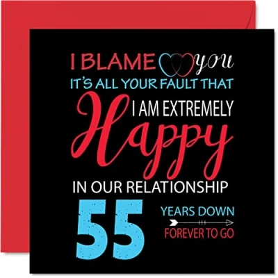 Abbildung von Stuff4 Lustige Smaragd Jubiläumskarte für Ehemann, Frau Your Fault I&#039;m Extremely Happy 55th Wedding Anniversary Card for Partner, 145 mm x Grußkarten fünfzig Jahrestage