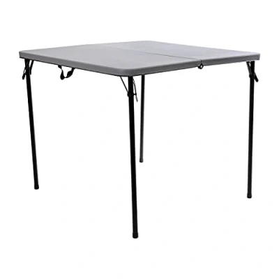Abbildung von Flash Furniture Dunham quadratischer Veranstaltungstisch aus Kunststoff mit Tragegriff, zusammenklappbar, tragbar, für Veranstaltungen im Innen und Außenbereich, 7 cm, Grau