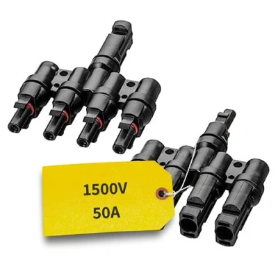 Abbildung von Avoltik T Verbinder für Solaranlagen I 4 fach Stecker &amp; Buchse wetterbeständige widerstandsfähige Solarverbinder Verbindungsdose zur Verkabelung von PV Modulen 1 Paar