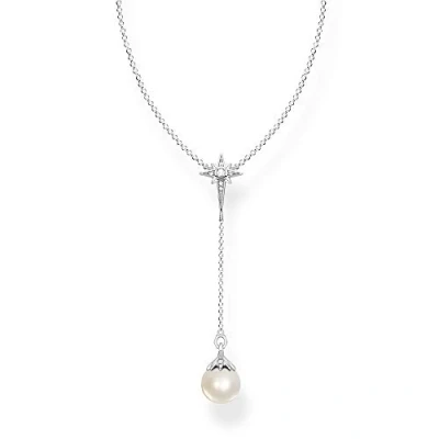 Abbildung von THOMAS SABO Kette mit Anhänger Perle Stern silber, KE1986 167 14 L45V, Zirkonia (synth) Süßwasserzuchtperle