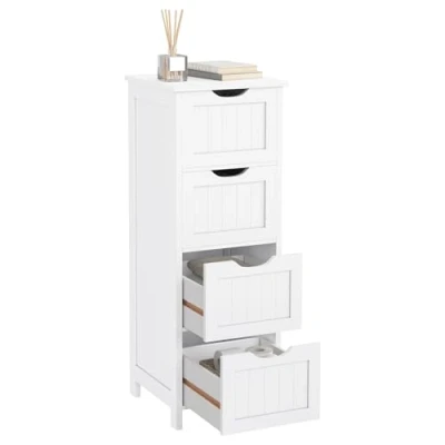 Abbildung von WOLTU BZS07ws Badschrank Kommode Sideboard Medizinschrank Schubladenkommode Highboard Schrank Beistellschrank Schubladenschrank Anrichte Mehrzweckschrank mit 4 Schubladen