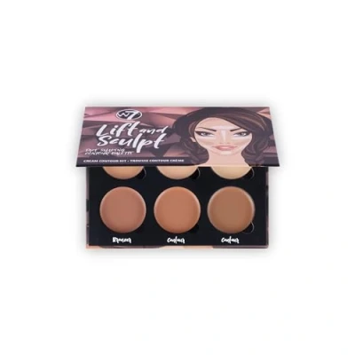 Abbildung von W7 Lift &amp; Sculpt Creme Contour Set Make up Palette zum Abdecken, Highlighten und Konturieren Schritt für Anleitung enthalten