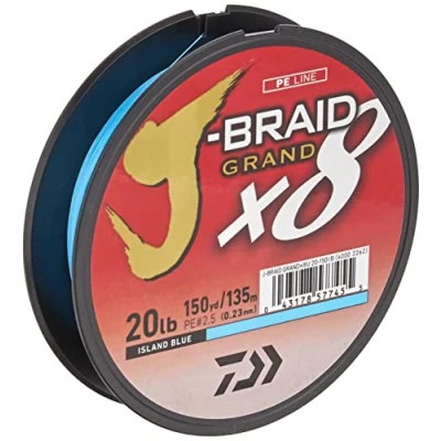 Abbildung von Unbekannt Daiwa J Braid x8 Grand geflochtene Schnur, 150 Meter, 9 kg getestet, 0,22,9 cm Durchmesser, Island Blue