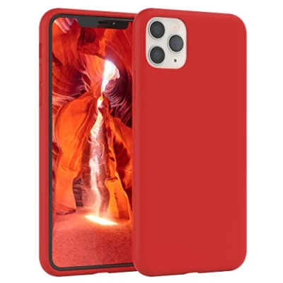 Abbildung von EAZY CASE Premium Silikon Handyhülle kompatibel mit iPhone 11 Pro Max, Slimcover Kameraschutz und Innenfutter, Silikonhülle, Schutzhülle, Bumper, Handy Case, Hülle, Softcase, Rot