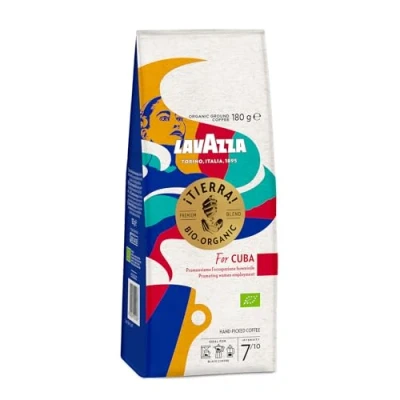 Abbildung von Lavazza, Tierra for Cuba, Gemahlener Bio Kaffee, Ideal für die Moka Kanne, mit Aromen von Schokolade und Trockenfrüchten, Arabica Robusta, Intensität 7/10, Mittlere Röstung, 180 g
