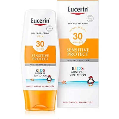 Abbildung von Eucerin SUN Sensitive Protect KIDS Mineral Lotion LSF 30 FÜR Kinder Sonnenschutz für Kinder, Größe: 150 ml,