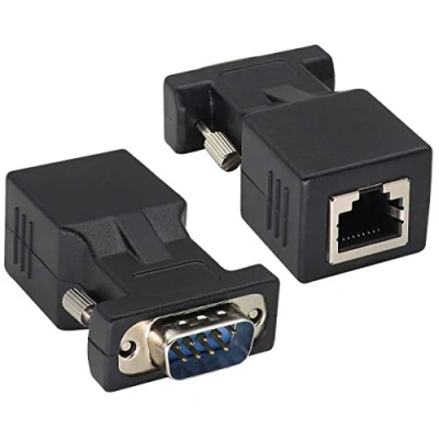 Abbildung von AOTOKK RJ45 zu DB9 RS232 Adapter 9Poliger Serieller Männlich Weiblich CAT5 CAT6 Ethernet LAN Verlängerungskonverter,RJ45 Netzwerk Serial Port Koppler Extender Adapter(2 Stücke)